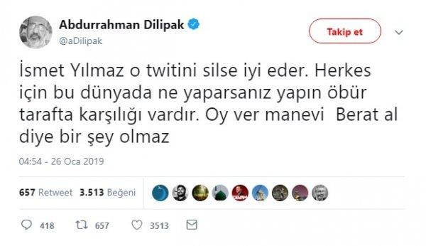 Abdurrahman Dilipak'tan İsmet Yılmaz açıklaması