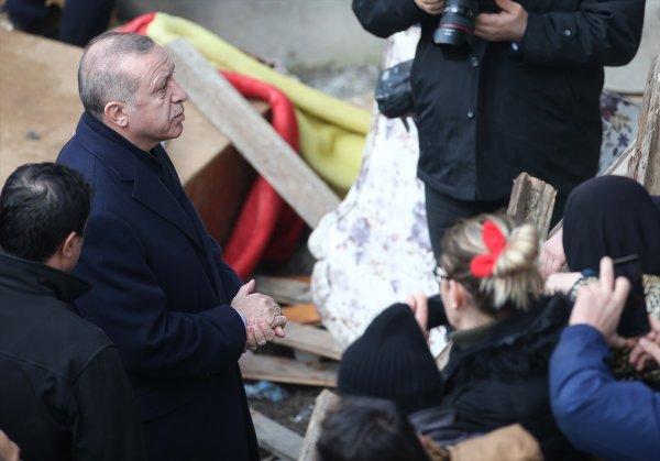 Cumhurbaşkanı Kartal'da çöken binanın enkazında