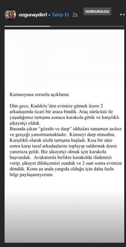 Ünlü oyuncu Özgün Aydın taksiciyi darbetti