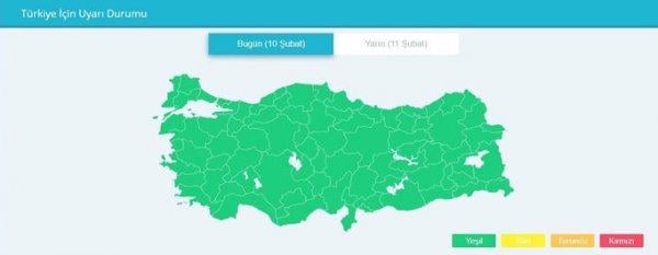 Hava olaylarına karşı renk kodlu uyarı sistemi
