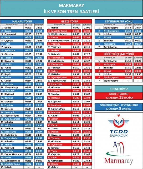 Marmaray'ın yeni sefer saatleri
