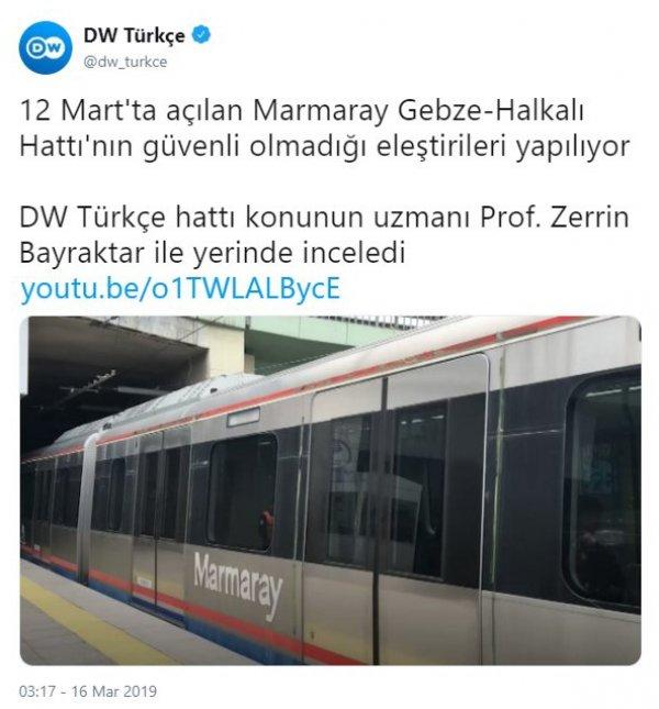 Alman DW'nin Marmaray kıskançlığı