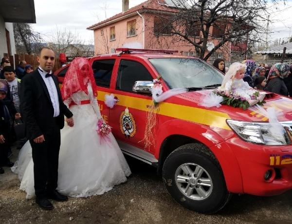 İtfaiye aracı gelin aracı oldu