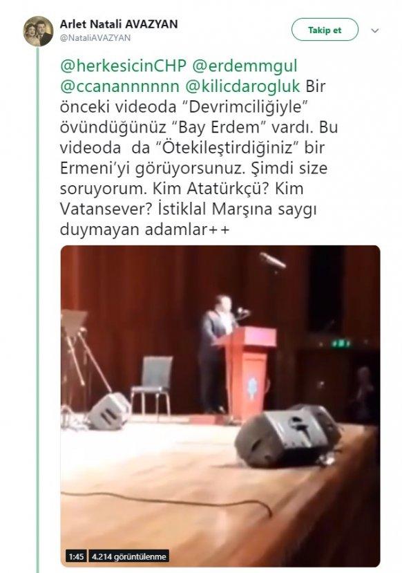 Ermeniler İstikal Marşı'nı okumayan Erdem Gül'e tepkili
