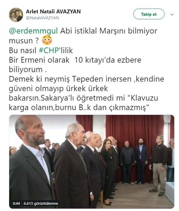 Ermeniler İstikal Marşı'nı okumayan Erdem Gül'e tepkili