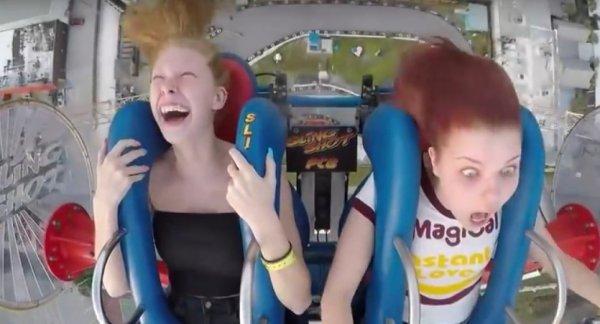 Slingshot'a binen kız kendinden geçti