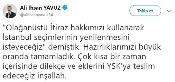 AK Parti seçimlerin yenilenmesi için başvuruyu hazırladı