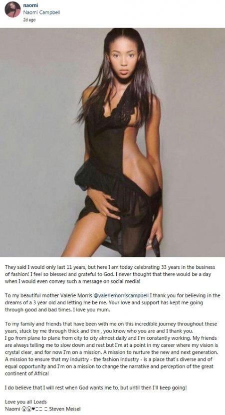 Naomi Campbell'ın gençlik fotoğrafı