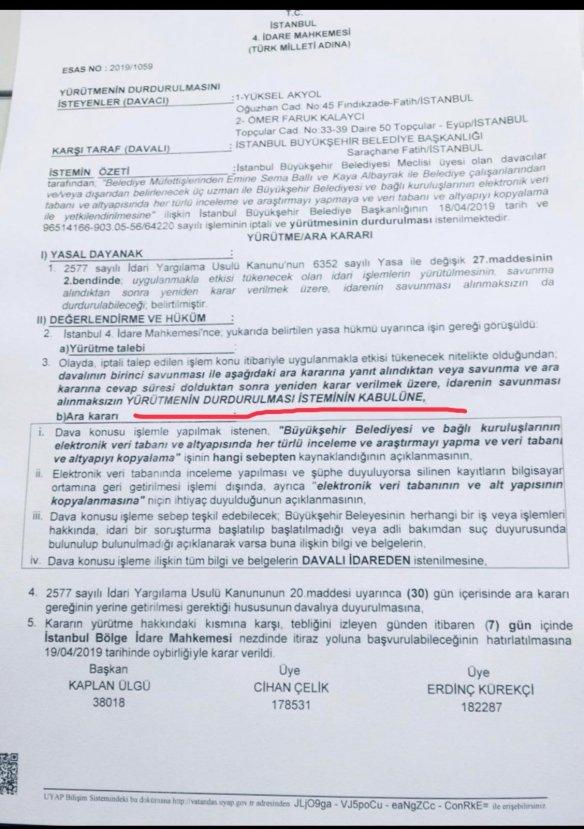 Ekrem İmamoğlu'nun talimatına 'durdurma' kararı