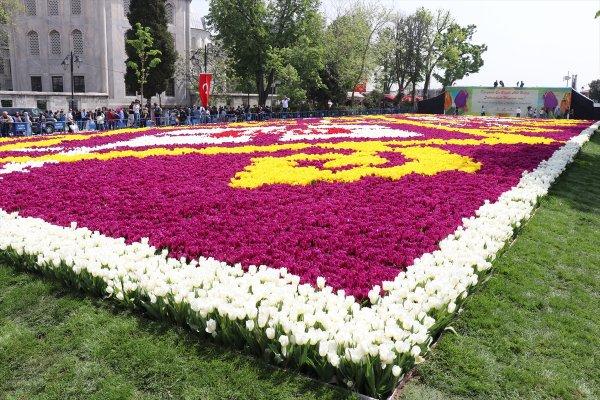 Dünyanın en büyük lale halısı Sultanahmet'te