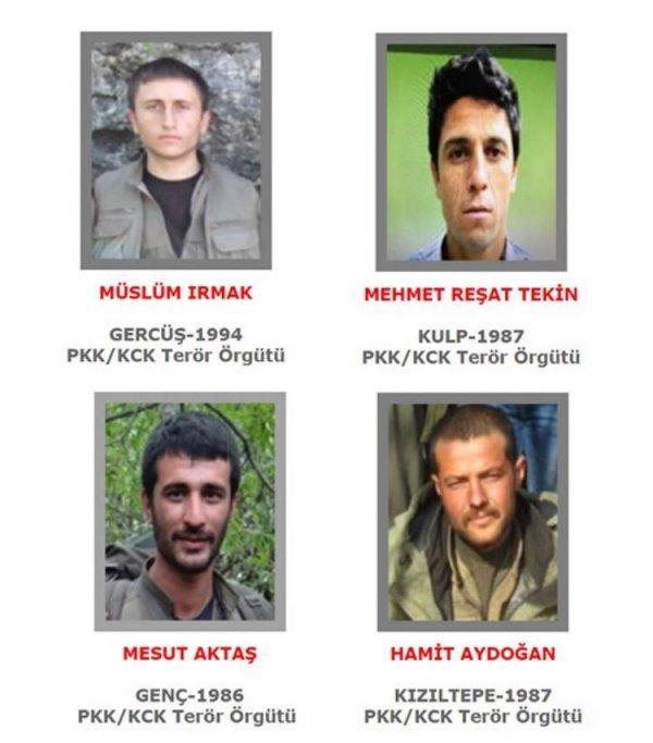 Dün öldürülen teröristlerden 4'ü gri listede