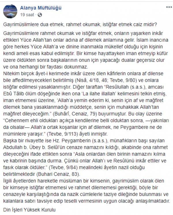 Alanya Müftülüğü'nden Josef Sural paylaşımı