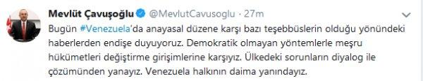 Çavuşoğlu: Venezuela halkının yanındayız