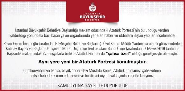 İBB'den Ekrem İmamoğlu'nun Atatürk tablosu çıkartıldı