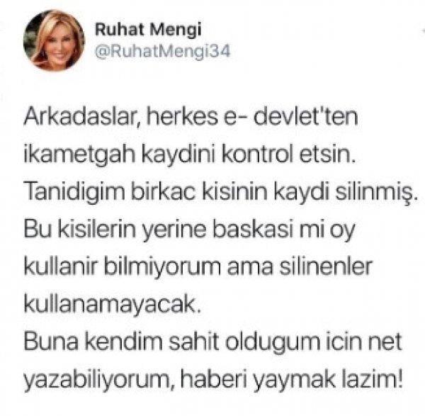 Ruhat Mengi seçmenlerin uçtuğunu iddia ediyor