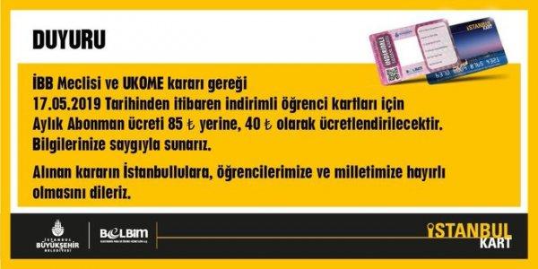 40 lira öğrenci aylık akbil uygulaması başladı