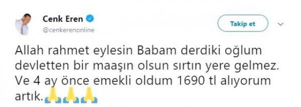 Cenk Eren: Emekli oldum