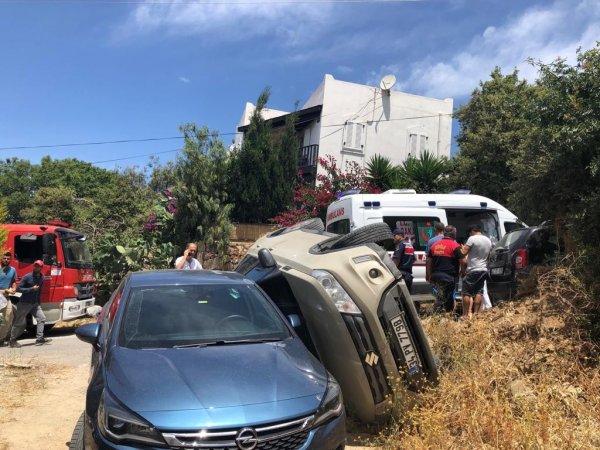 Bodrum'da araç sürücüsü park sırasında kaza yaptı