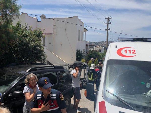 Bodrum'da araç sürücüsü park sırasında kaza yaptı