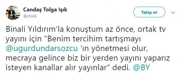 Binali Yıldırım'ın tercihi Uğur Dündar