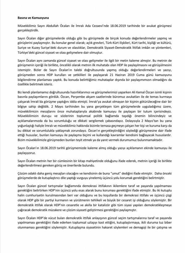 Öcalan'ın avukatları açıklama yaptı