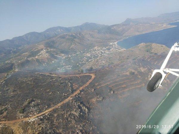 Datça'da yanan alan havadan görüntülendi
