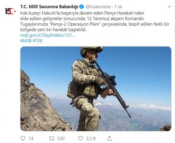 Milli Savunma Bakanlığı'ndan Pençe 2 Operasyonu