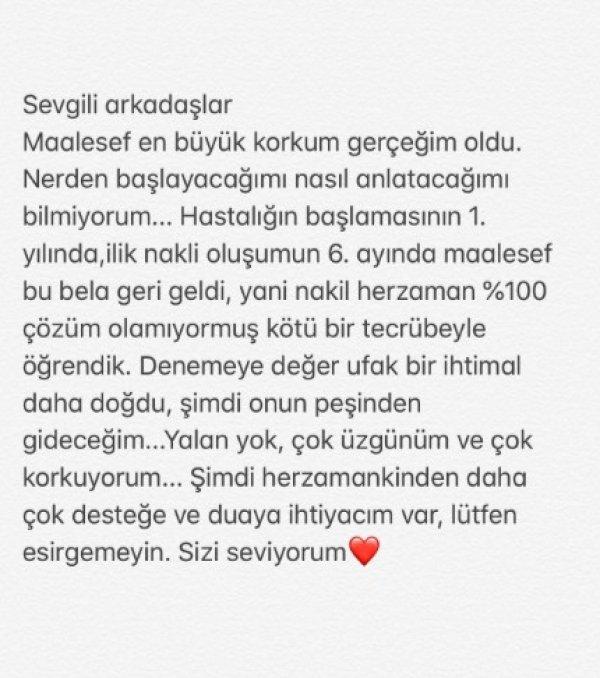 Sunucu Dilay Kemer yeniden kansere yakalandı