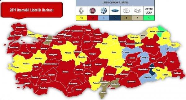 2019 yılı otomobillerin en çok satış yaptığı iller