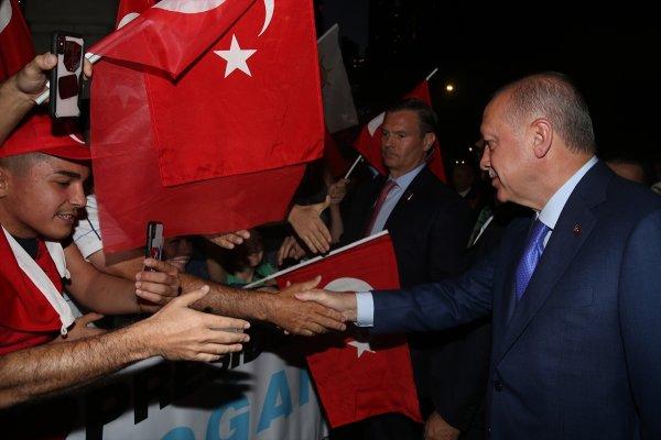 Cumhurbaşkanı Erdoğan'a ABD'de coşkulu karşılama
