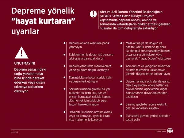 Deprem anınında yapılması gerekenler