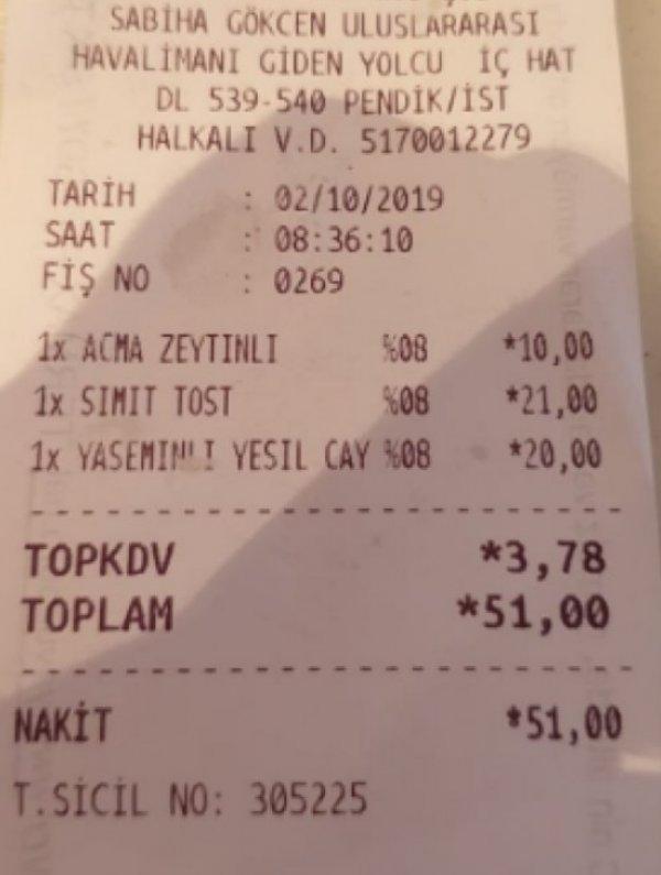 Sabiha Gökçen Havalimanı'nda da gıda fiyatları çok yüksek