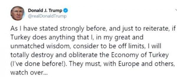 Trump'tan Türkiye'ye yaptırım tehdidi