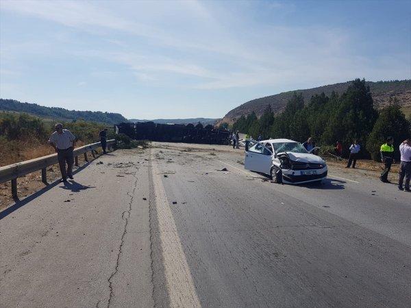 Karşı şeride geçen tır zincirleme kazaya sebep oldu
