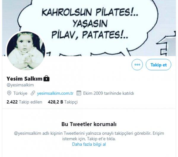 Yeşim Salkım hesabını gizledi