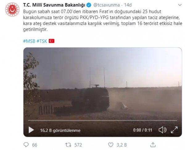 MSB: 16 terörist etkisiz hale getirildi