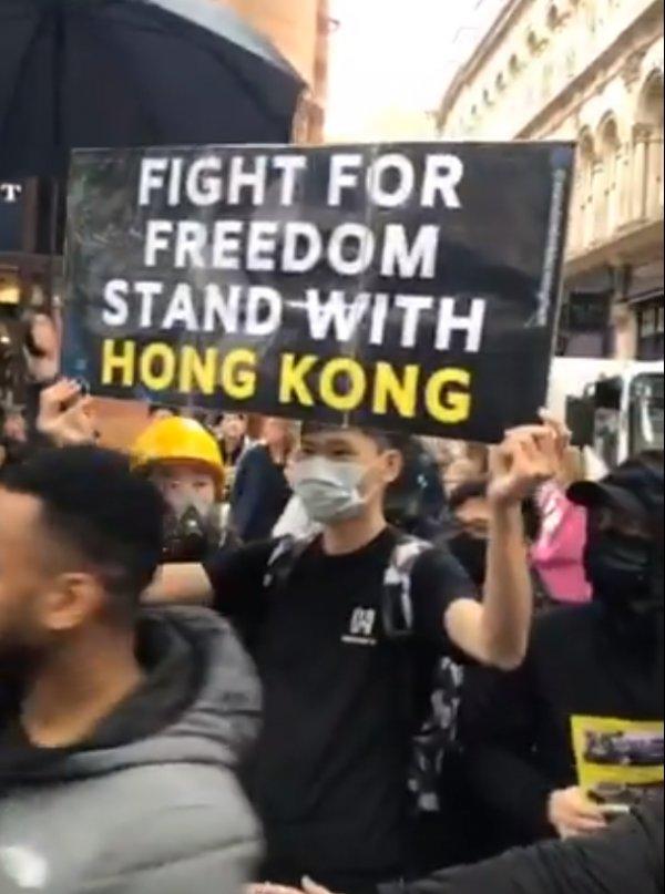 Hong Kong eylemcilerinden YPG'ye destek