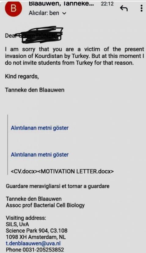 Hollandalı ırkçı profesör Türk öğrenciyi reddetti