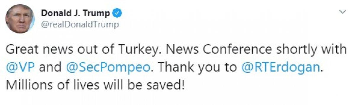Trump, Cumhurbaşkanı Erdoğan'a teşekkür etti