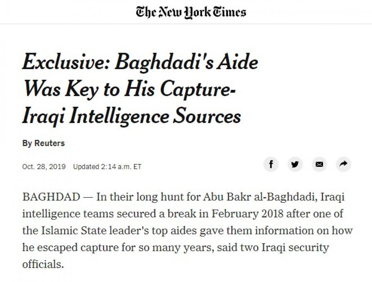 NYT: Bağdadi’nin öldürülmesinde Türkiye’nin önemi büyük