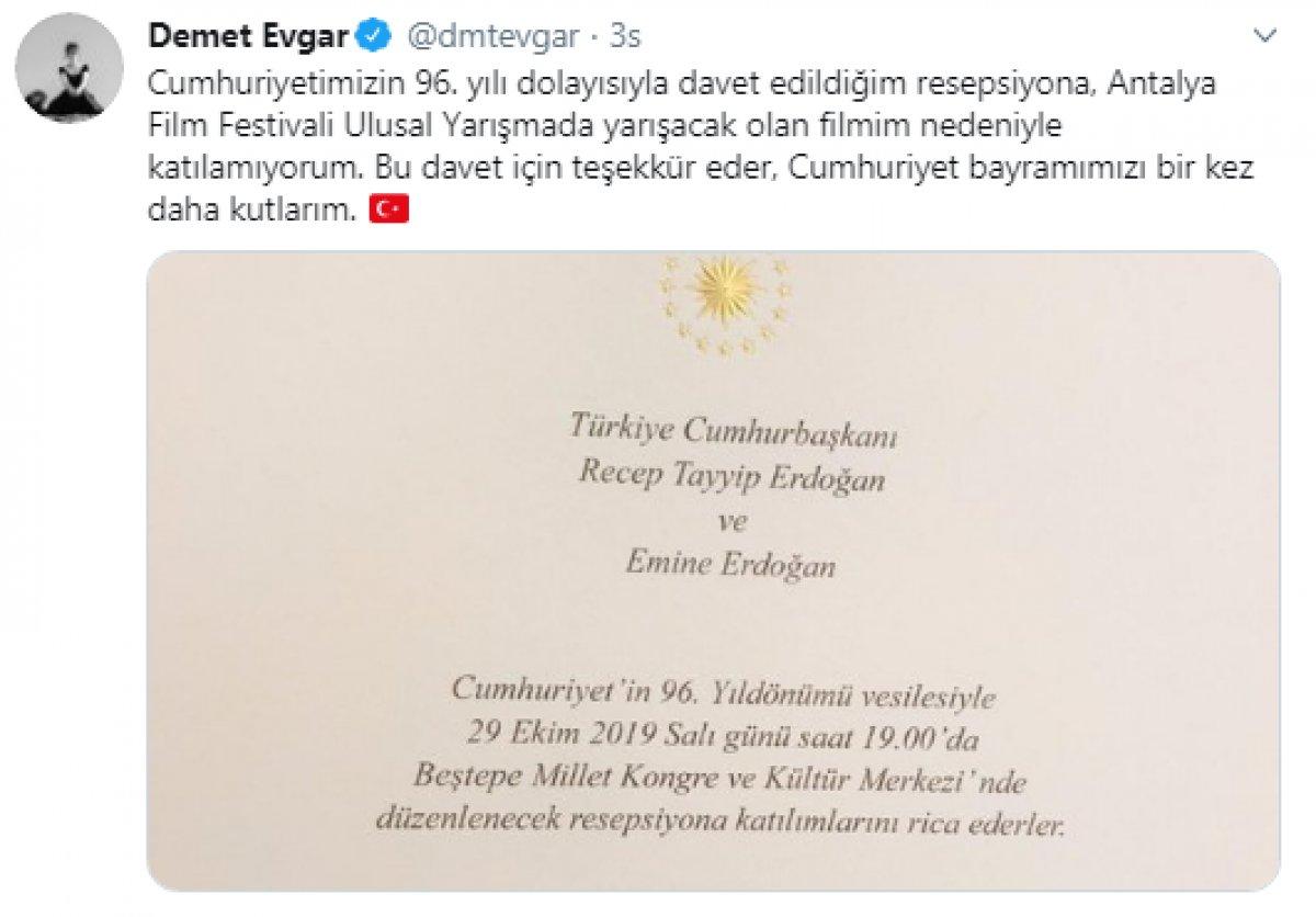 Demet Evgar, Beştepe'nin davetini geri çevirdi