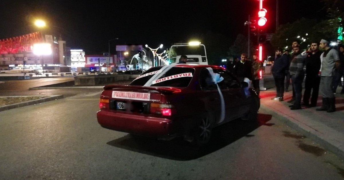 Gelin arabasını polisin üzerine sürdü