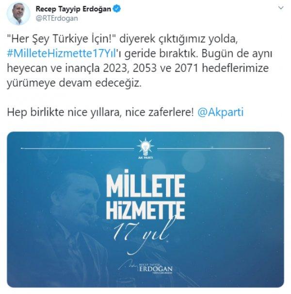 Cumhurbaşkanı Erdoğan'dan 3 Kasım paylaşımı