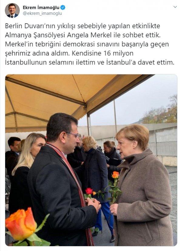 Ekrem İmamoğlu, Angela Merkel'le sohbet etti