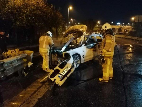 D100 karayolunda lüks araç küle döndü