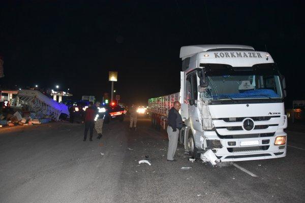 Şanlıurfa'da arı kovanları taşıyan kamyonet tırla çarpıştı