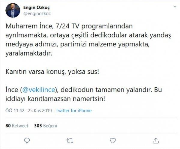 CHP'li Engin Özkoç'tan Muharrem İnce'ye sert çıkış