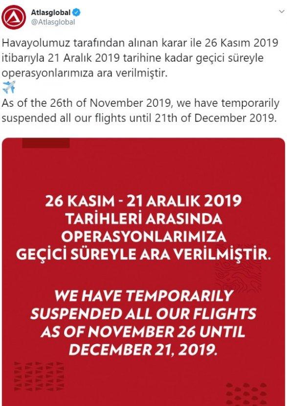 Atlasglobal'de uçuşlara ekonomi engeli