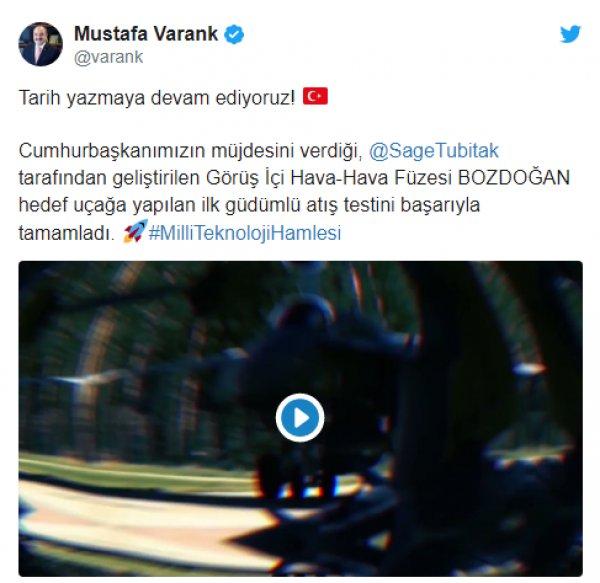 Milli füze 'Bozdoğan' testi başarıyla geçti