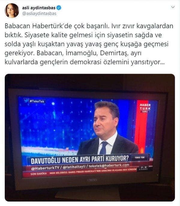 Aslı Aydıntaşbaş, Ali Babacan'ı gazlıyor